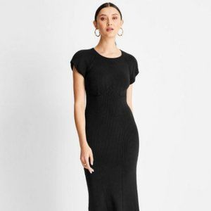 NWT Short Sleeve Open Back Shoulder Pad Corset Detail Dress by Kahlana Barfield